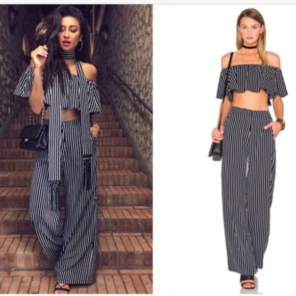 House of Harlow 1960 x Revolve Bree Striped Crop Top Black and White Size S - Picture 9 of 10